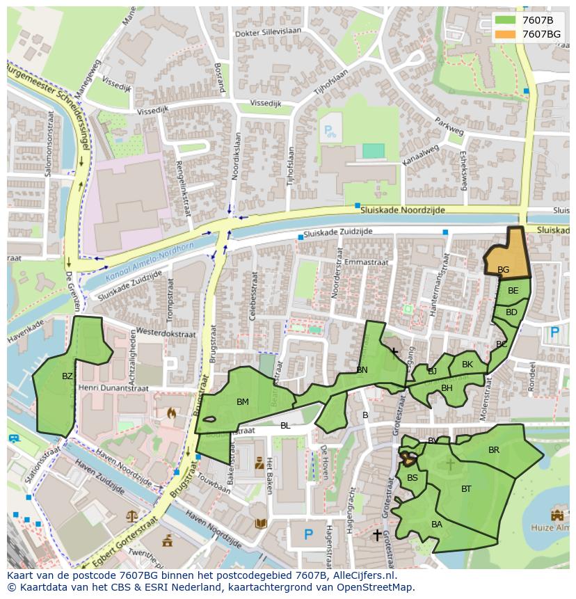 Afbeelding van het postcodegebied 7607 BG op de kaart.