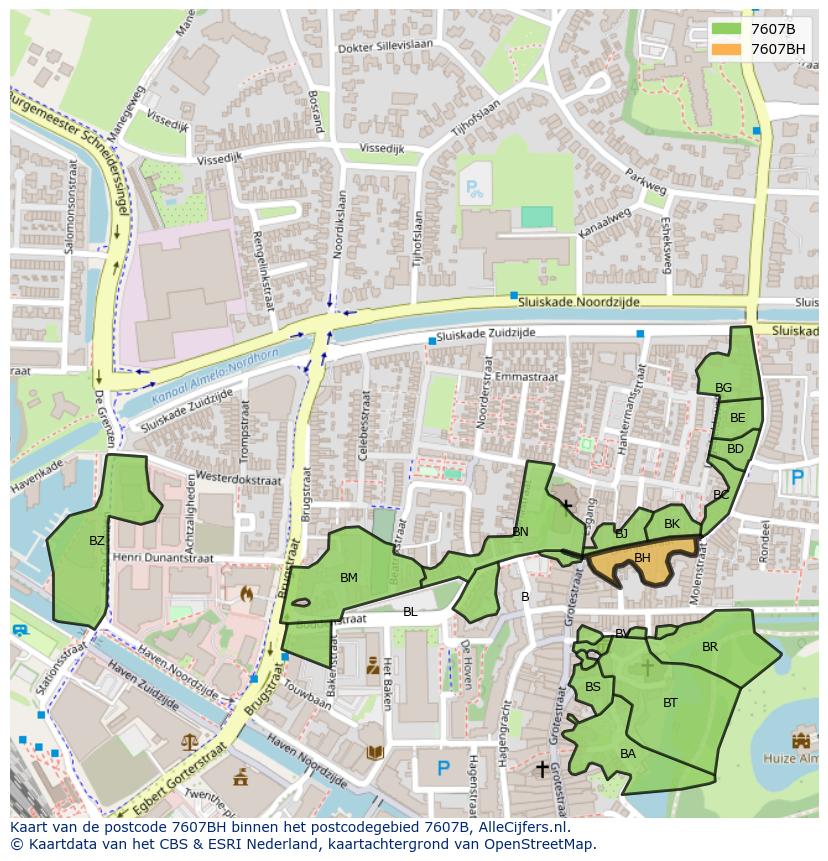 Afbeelding van het postcodegebied 7607 BH op de kaart.