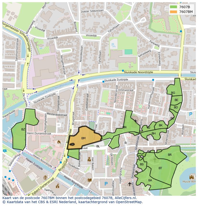 Afbeelding van het postcodegebied 7607 BM op de kaart.