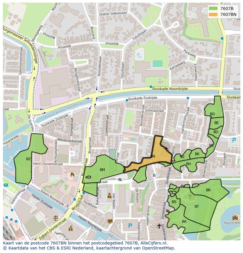 Afbeelding van het postcodegebied 7607 BN op de kaart.