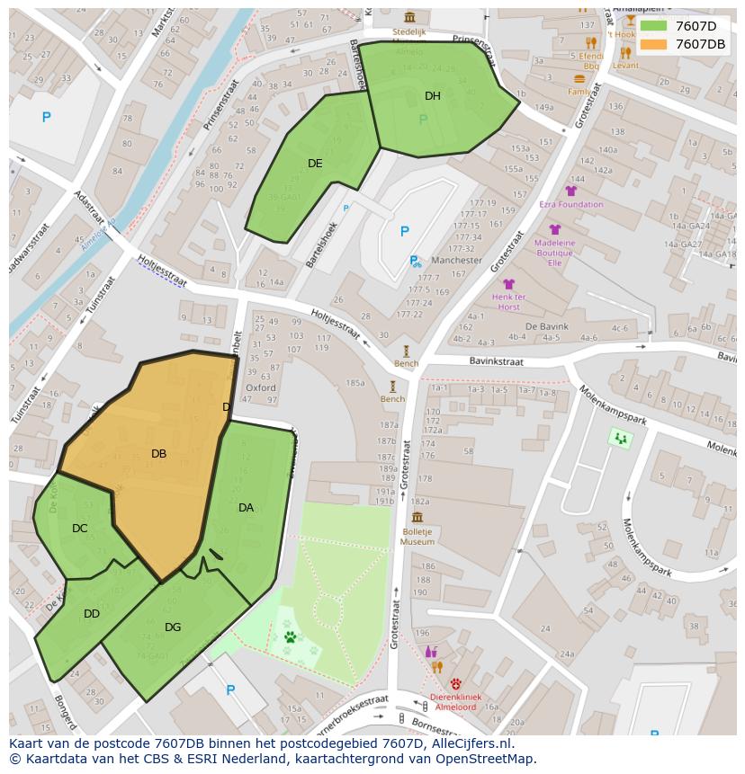 Afbeelding van het postcodegebied 7607 DB op de kaart.