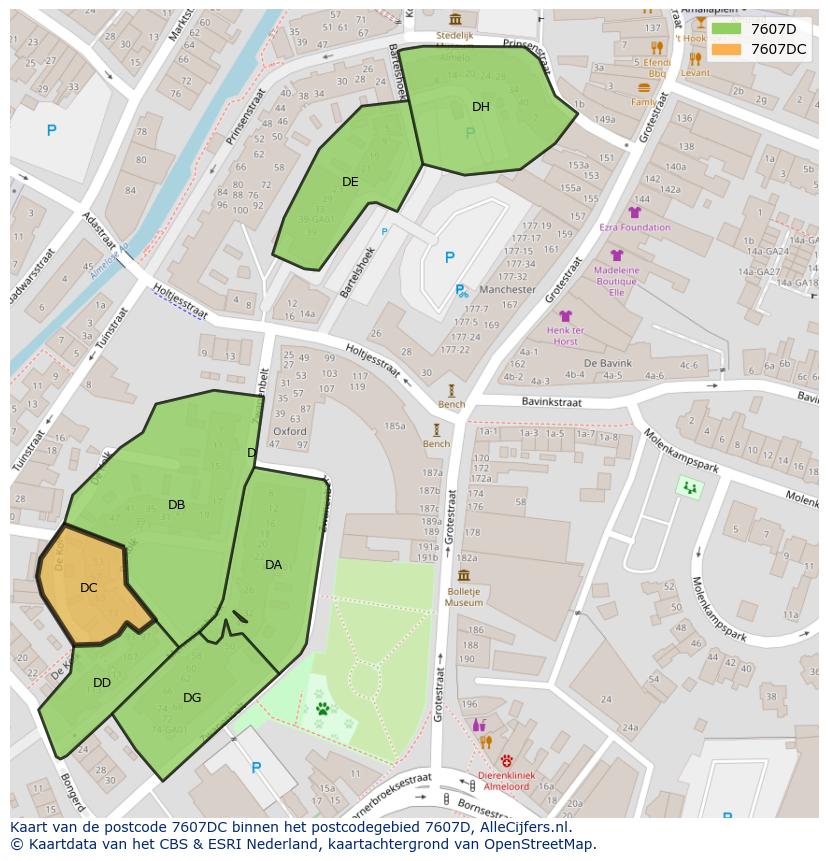 Afbeelding van het postcodegebied 7607 DC op de kaart.
