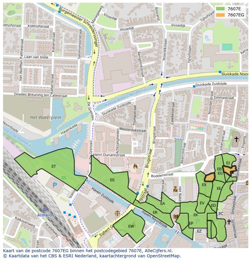Afbeelding van het postcodegebied 7607 EG op de kaart.