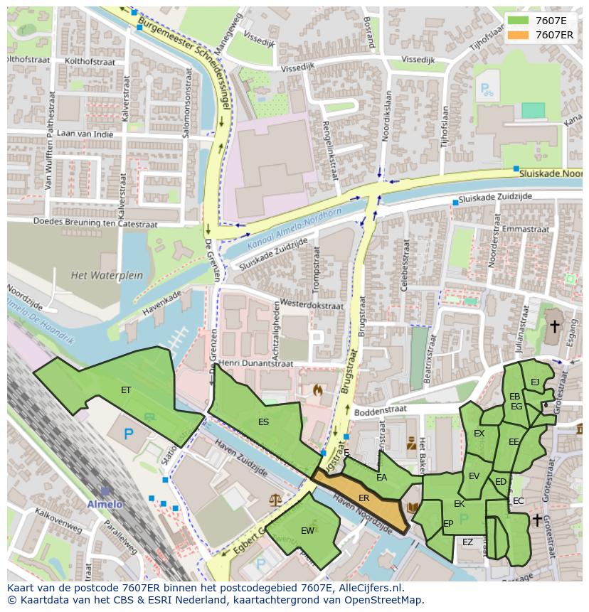 Afbeelding van het postcodegebied 7607 ER op de kaart.