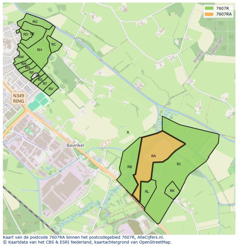 Afbeelding van het postcodegebied 7607 RA op de kaart.