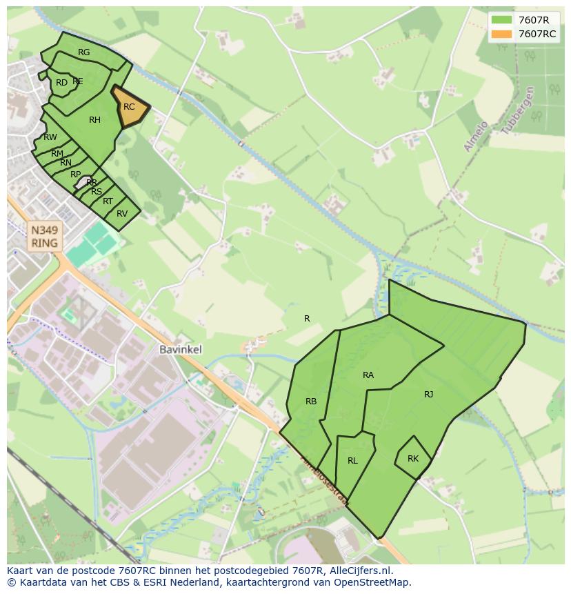 Afbeelding van het postcodegebied 7607 RC op de kaart.