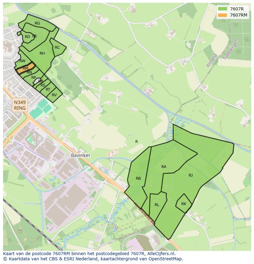 Afbeelding van het postcodegebied 7607 RM op de kaart.