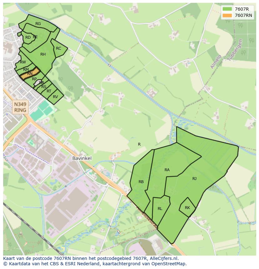 Afbeelding van het postcodegebied 7607 RN op de kaart.
