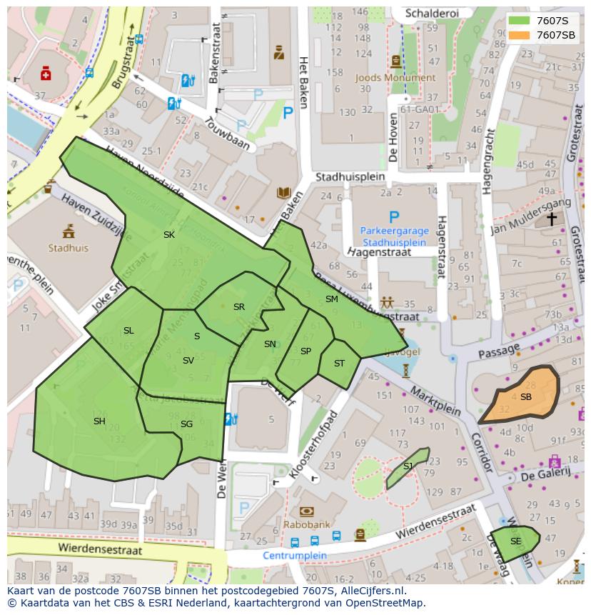Afbeelding van het postcodegebied 7607 SB op de kaart.