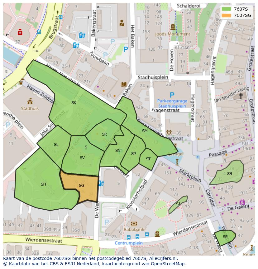 Afbeelding van het postcodegebied 7607 SG op de kaart.