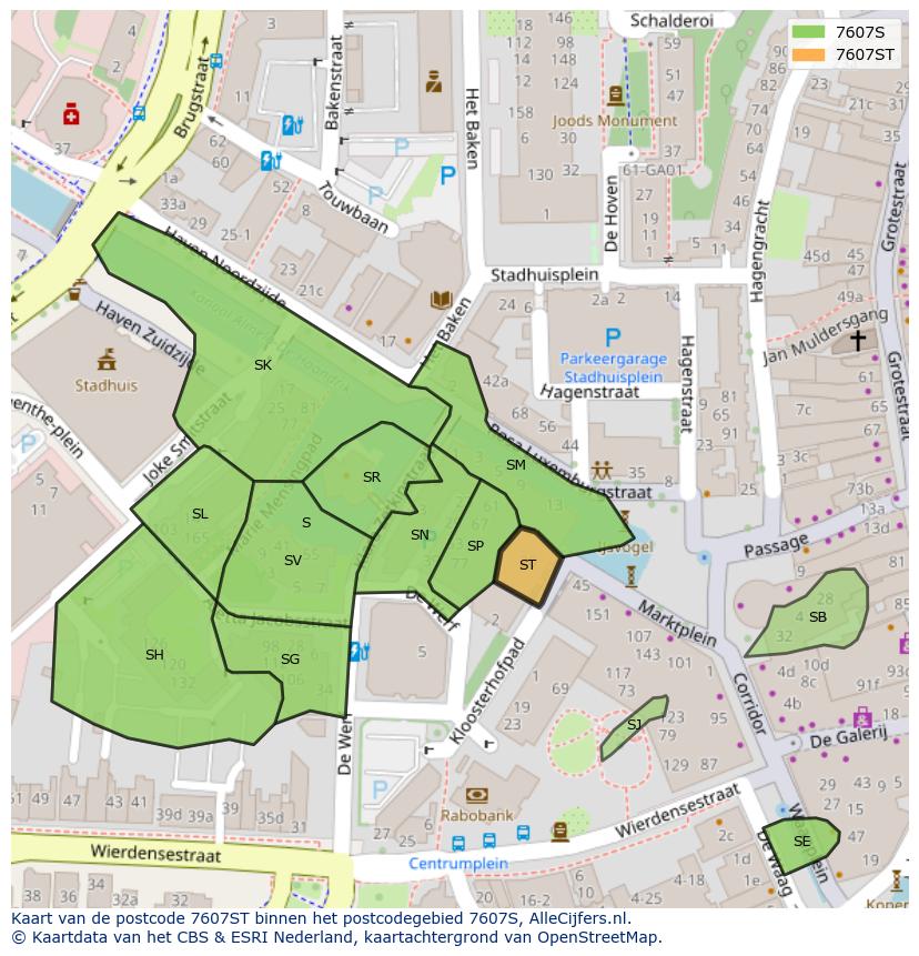 Afbeelding van het postcodegebied 7607 ST op de kaart.