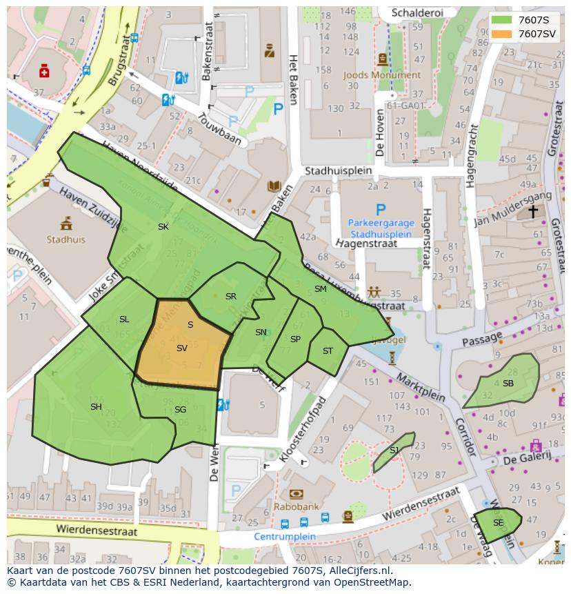 Afbeelding van het postcodegebied 7607 SV op de kaart.