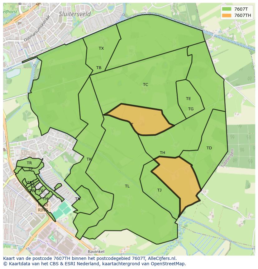 Afbeelding van het postcodegebied 7607 TH op de kaart.