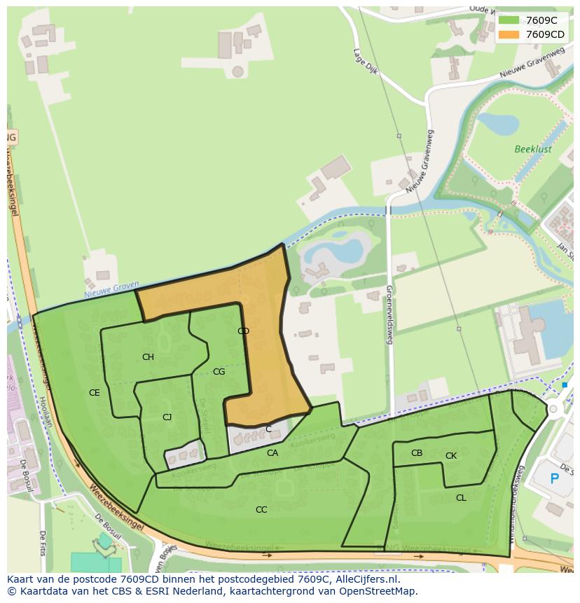 Afbeelding van het postcodegebied 7609 CD op de kaart.