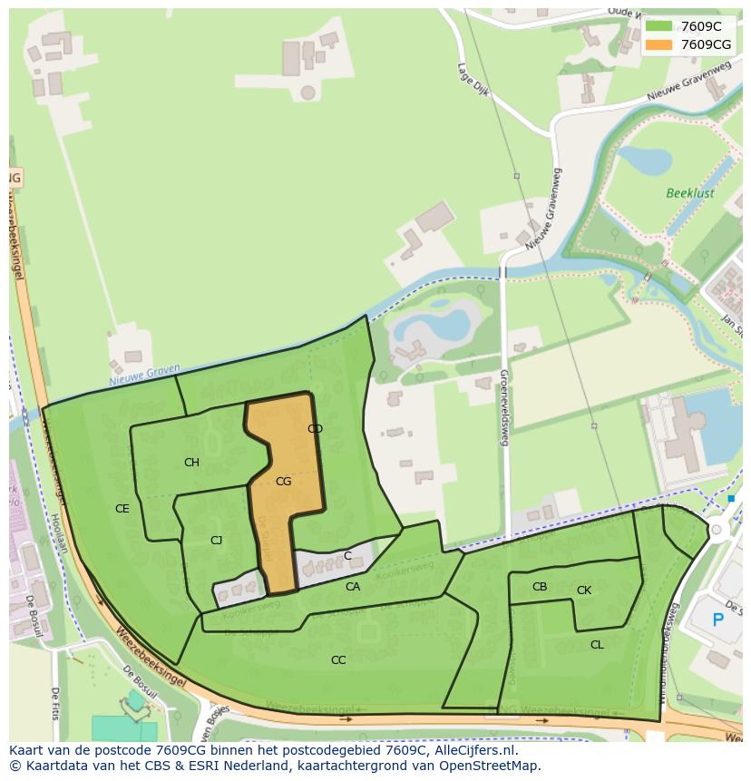 Afbeelding van het postcodegebied 7609 CG op de kaart.