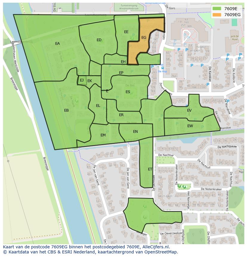 Afbeelding van het postcodegebied 7609 EG op de kaart.