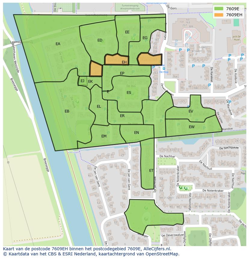 Afbeelding van het postcodegebied 7609 EH op de kaart.