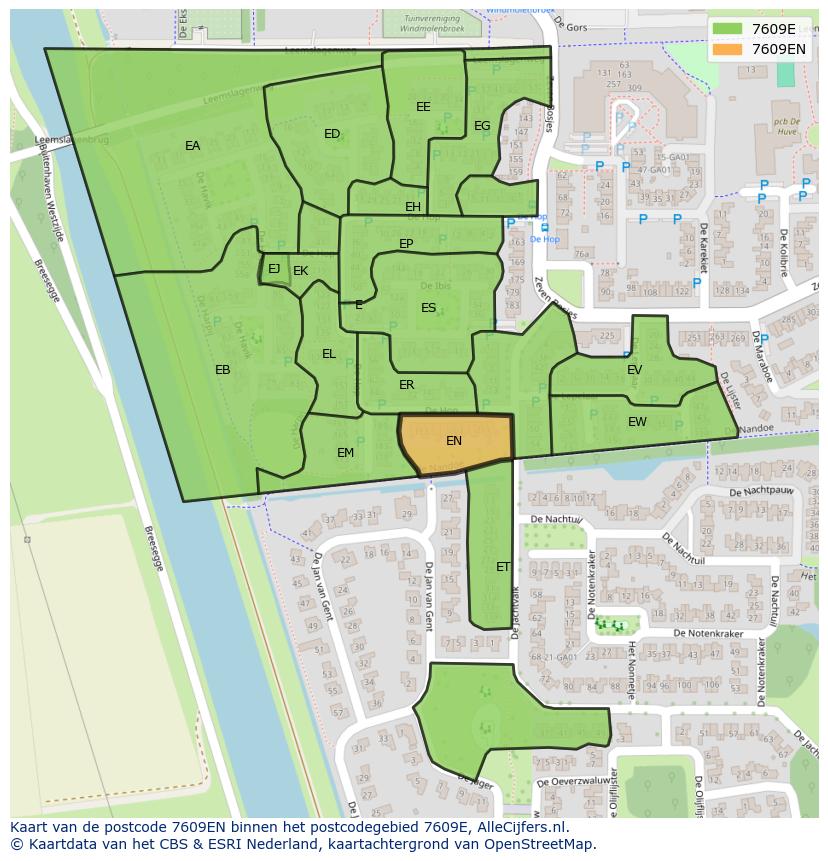 Afbeelding van het postcodegebied 7609 EN op de kaart.