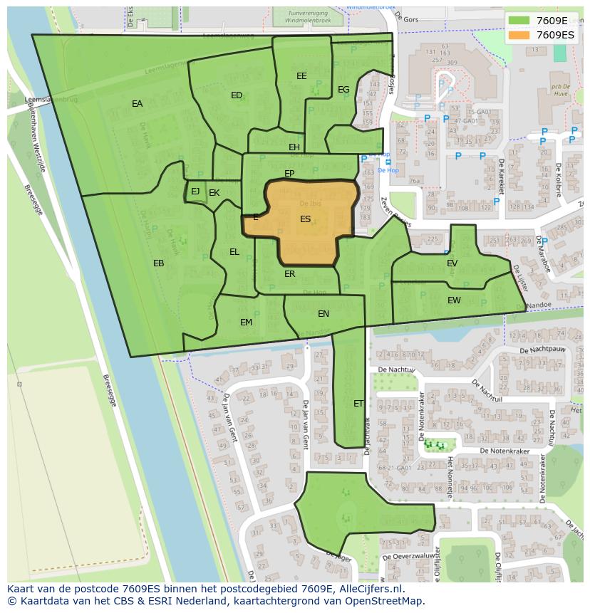 Afbeelding van het postcodegebied 7609 ES op de kaart.