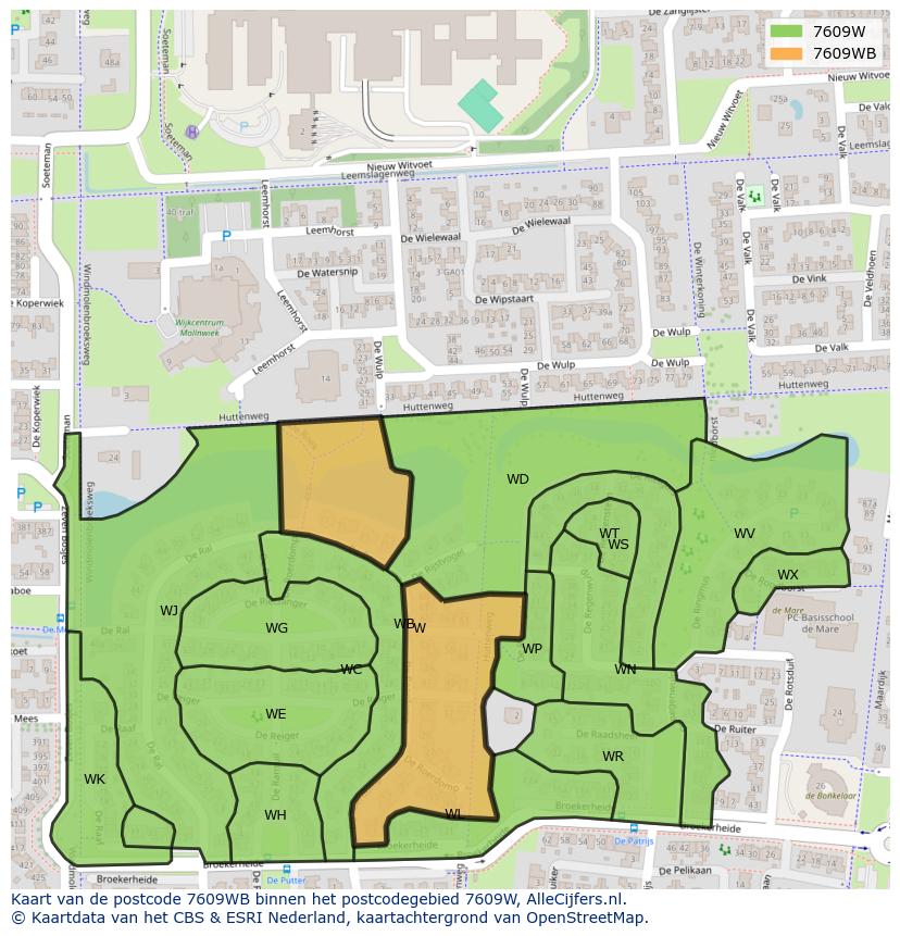 Afbeelding van het postcodegebied 7609 WB op de kaart.