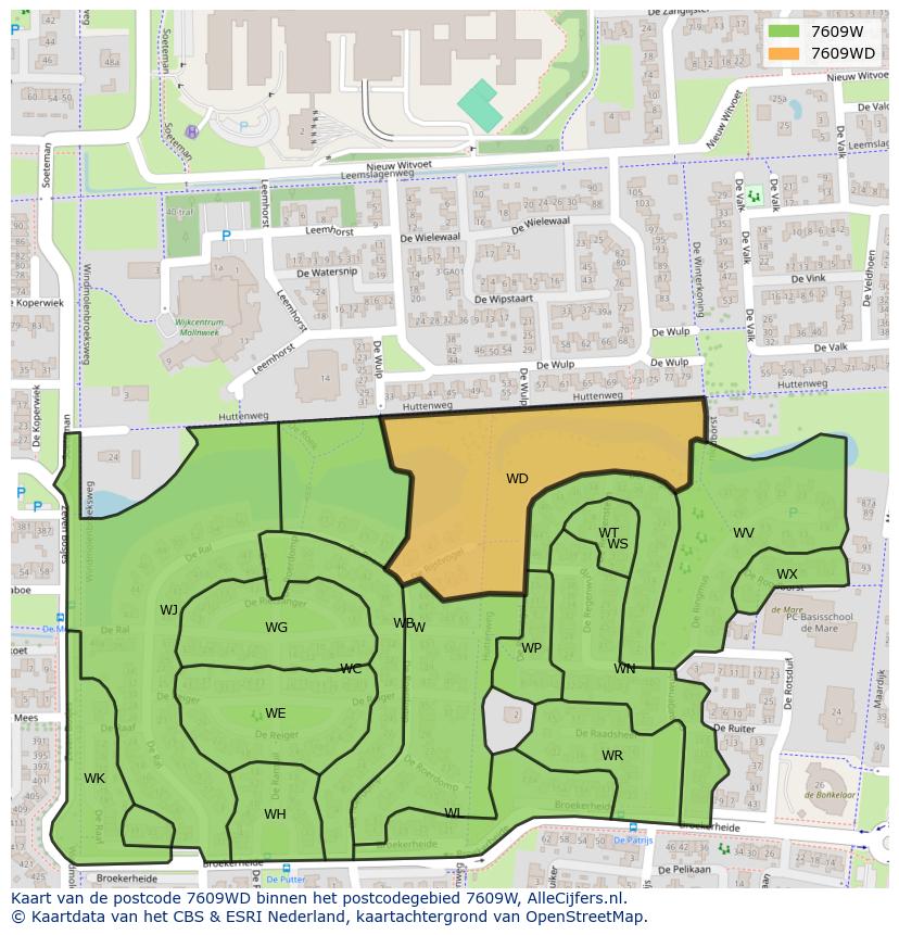 Afbeelding van het postcodegebied 7609 WD op de kaart.