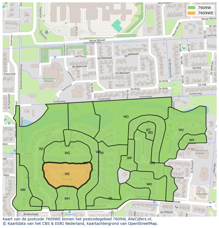Afbeelding van het postcodegebied 7609 WE op de kaart.