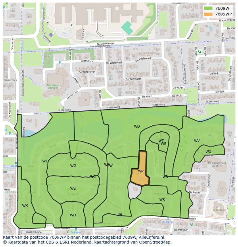 Afbeelding van het postcodegebied 7609 WP op de kaart.