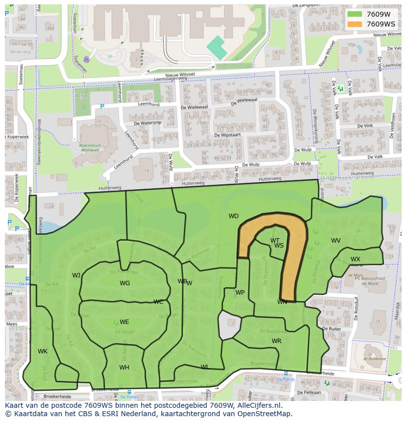 Afbeelding van het postcodegebied 7609 WS op de kaart.