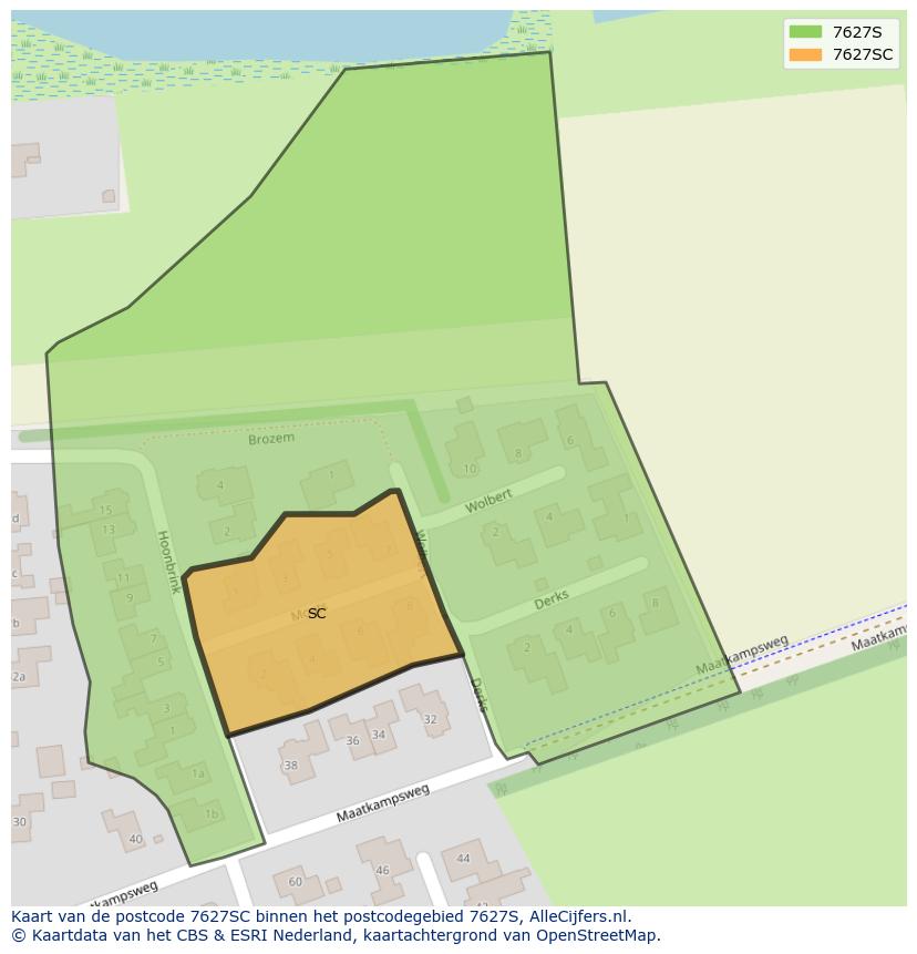 Afbeelding van het postcodegebied 7627 SC op de kaart.