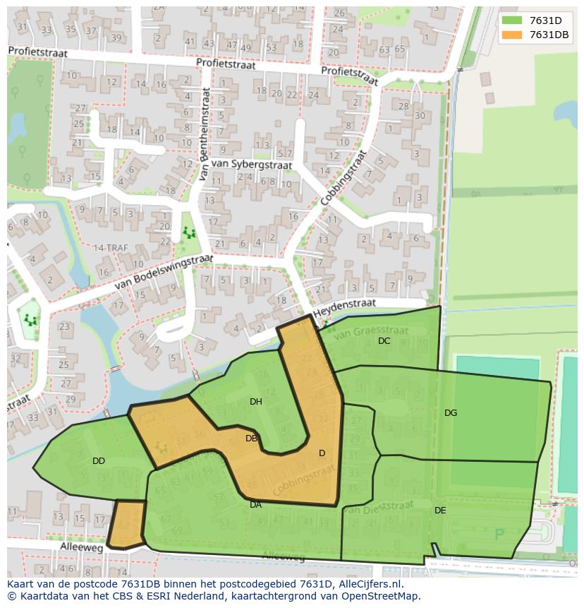 Afbeelding van het postcodegebied 7631 DB op de kaart.