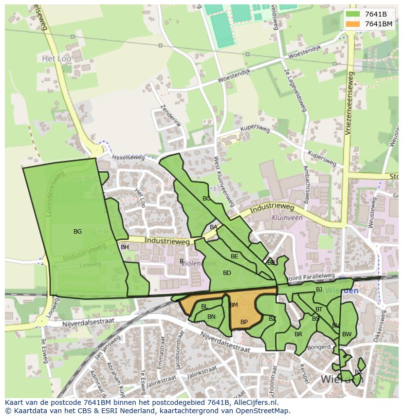 Afbeelding van het postcodegebied 7641 BM op de kaart.