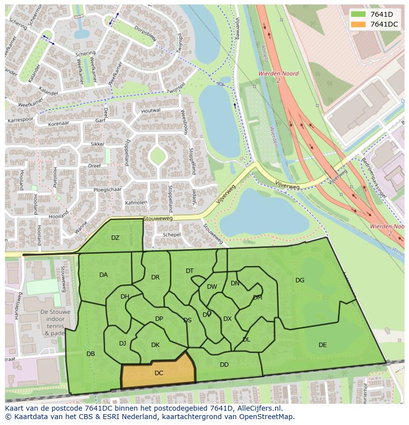 Afbeelding van het postcodegebied 7641 DC op de kaart.