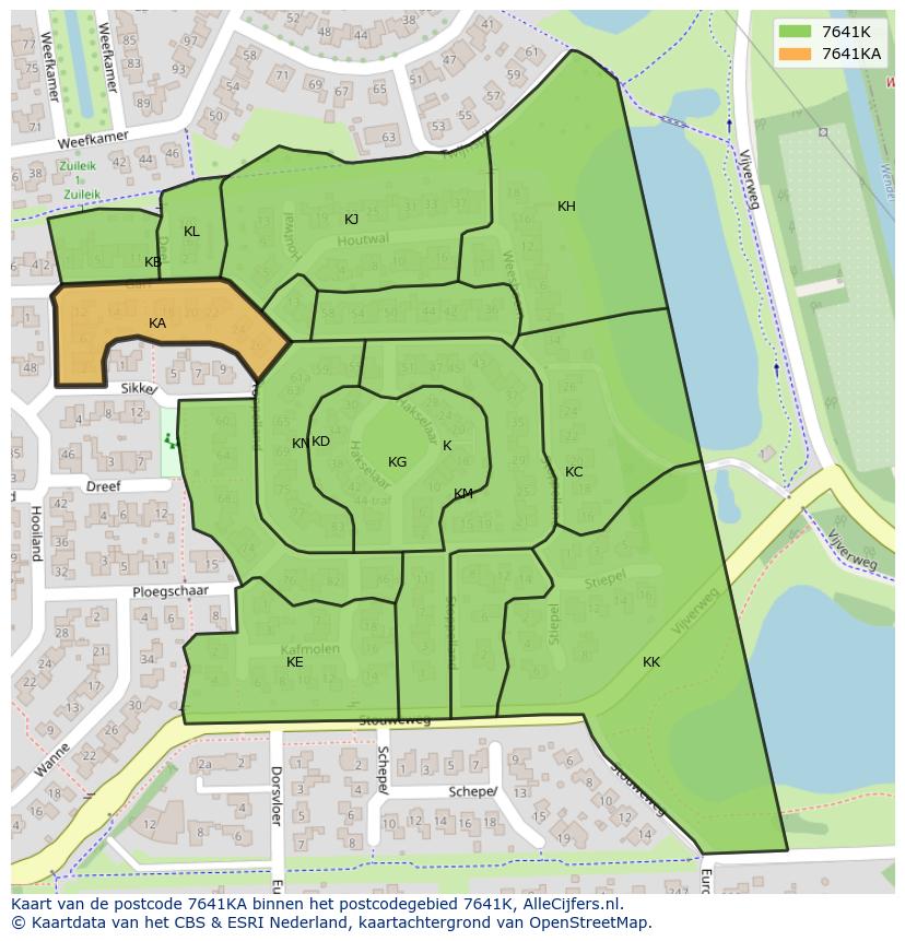 Afbeelding van het postcodegebied 7641 KA op de kaart.