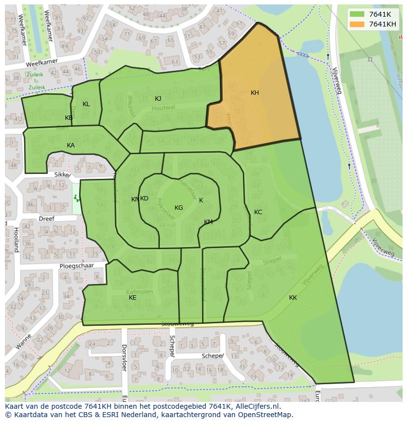 Afbeelding van het postcodegebied 7641 KH op de kaart.