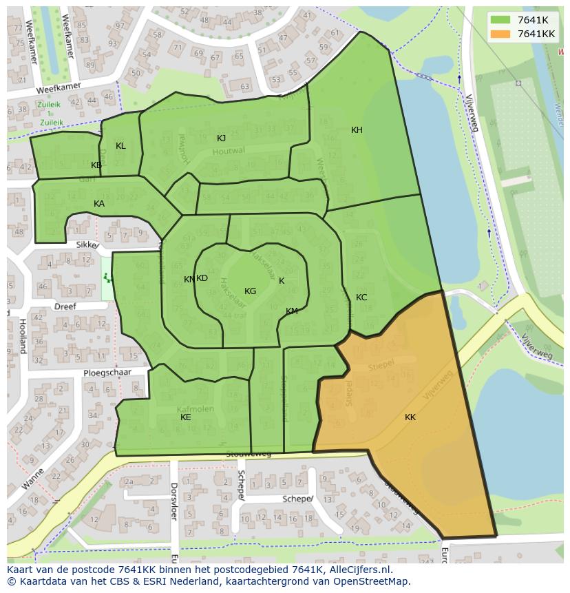 Afbeelding van het postcodegebied 7641 KK op de kaart.