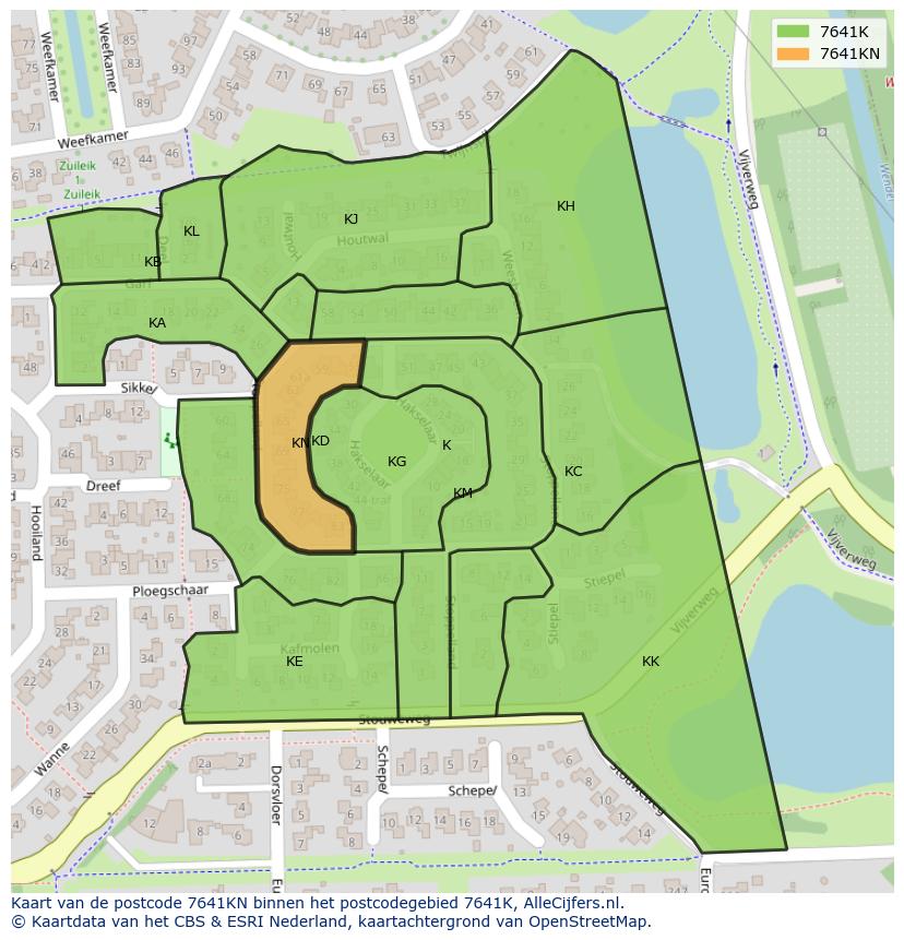 Afbeelding van het postcodegebied 7641 KN op de kaart.