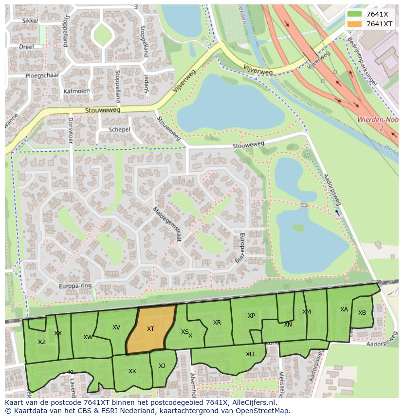 Afbeelding van het postcodegebied 7641 XT op de kaart.