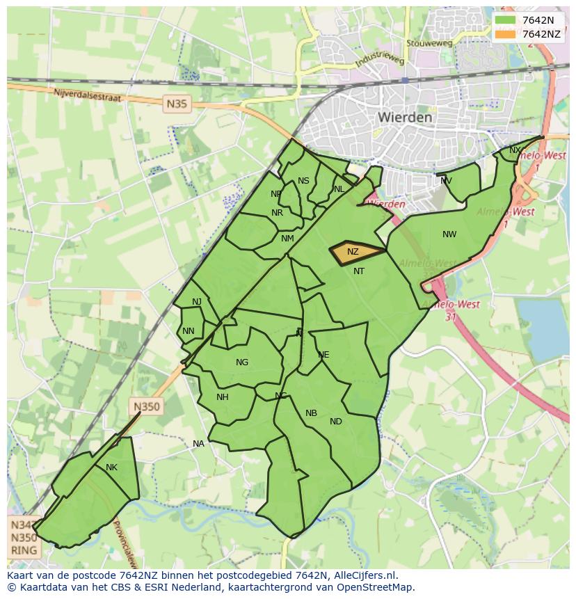 Afbeelding van het postcodegebied 7642 NZ op de kaart.