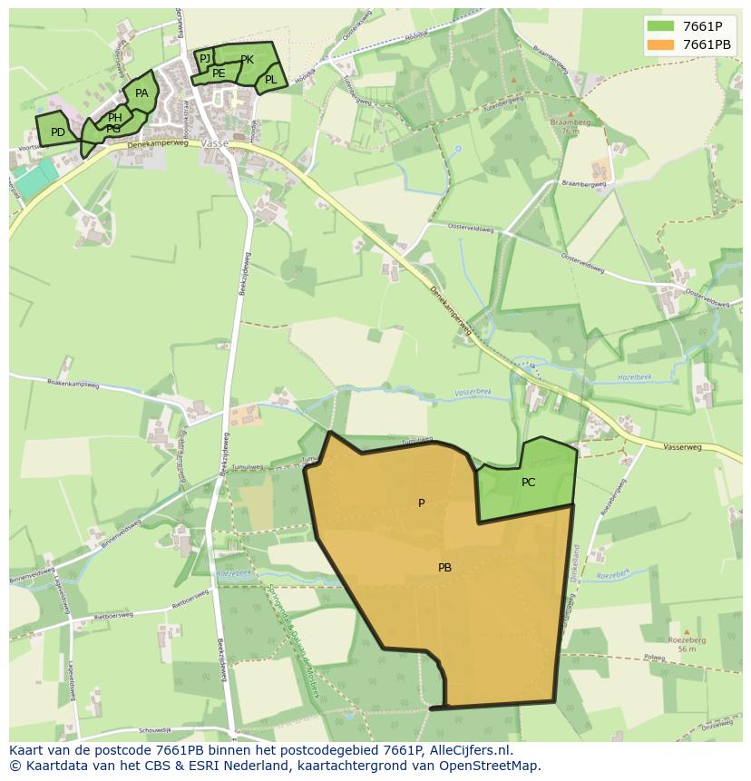 Afbeelding van het postcodegebied 7661 PB op de kaart.