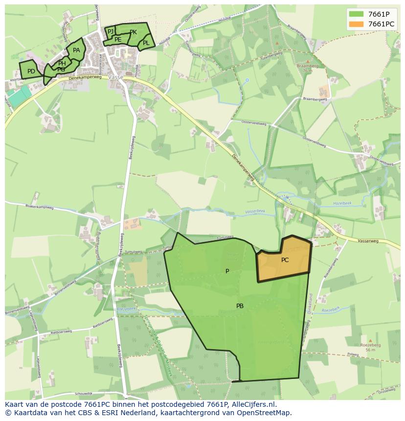 Afbeelding van het postcodegebied 7661 PC op de kaart.