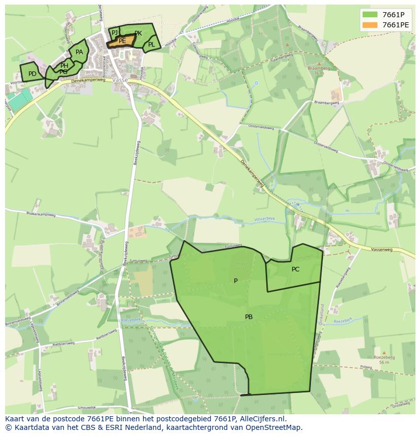 Afbeelding van het postcodegebied 7661 PE op de kaart.