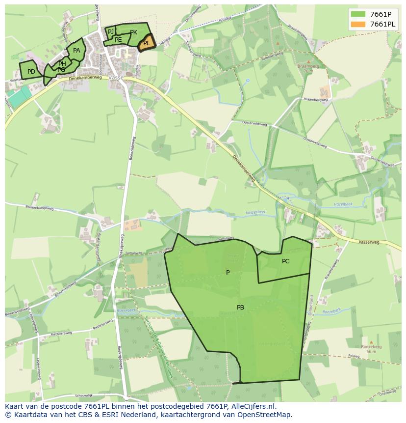 Afbeelding van het postcodegebied 7661 PL op de kaart.