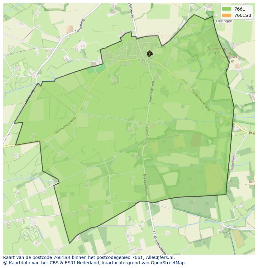 Afbeelding van het postcodegebied 7661 SB op de kaart.