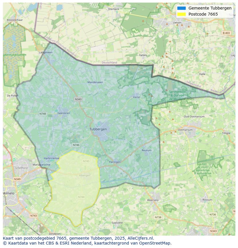 Afbeelding van het postcodegebied 7665 op de kaart.