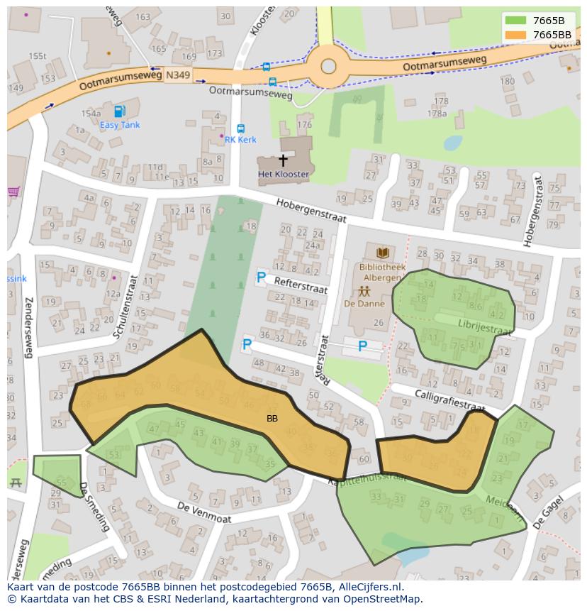 Afbeelding van het postcodegebied 7665 BB op de kaart.