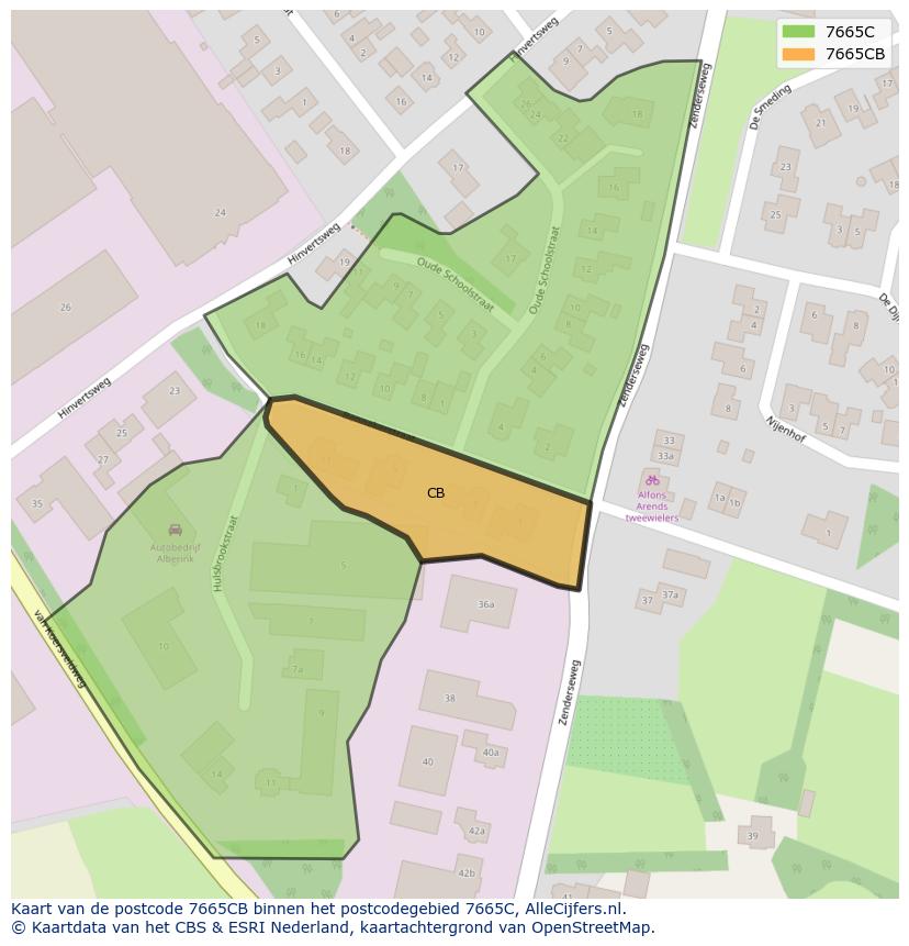 Afbeelding van het postcodegebied 7665 CB op de kaart.