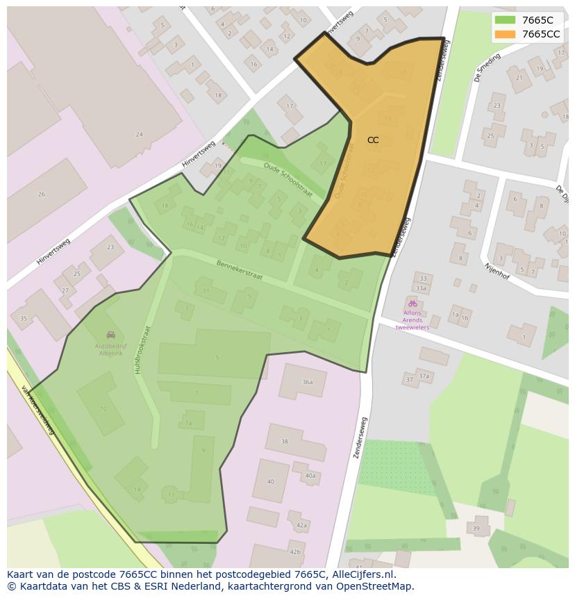 Afbeelding van het postcodegebied 7665 CC op de kaart.