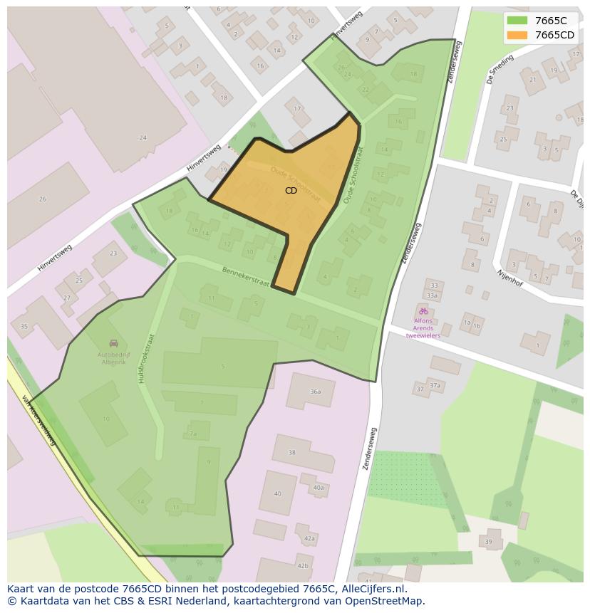 Afbeelding van het postcodegebied 7665 CD op de kaart.