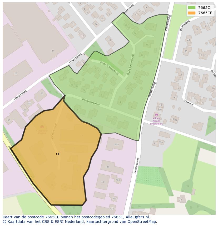 Afbeelding van het postcodegebied 7665 CE op de kaart.