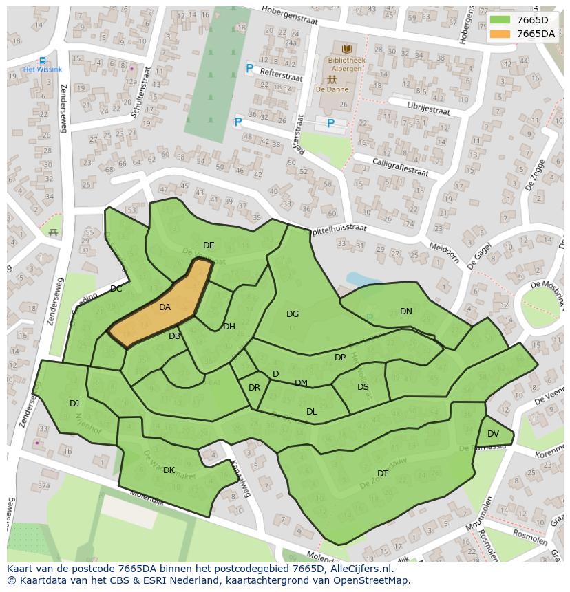 Afbeelding van het postcodegebied 7665 DA op de kaart.